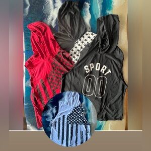 SALE! BUY or BUNDLE! X4 Active Tank Tops, hoods Sz XL Red/blk and X3 White/Blk